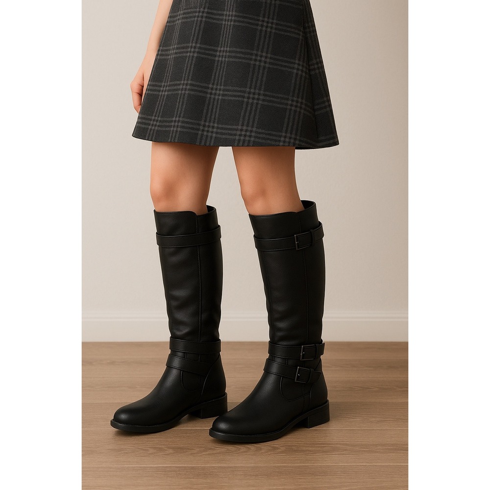 Brand New Black Knee-High Faux Leather Boots – Size‎ 8.5